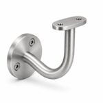 Curved Arm Circular Wall Handrail Bracket — Fine-brushed silver appearance concept
