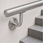 Curved Arm Circular Wall Handrail Bracket — Fine-brushed silver appearance concept