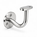 Curved Arm Circular Wall Handrail Bracket — Reflective silver appearance concept