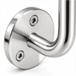 Curved Arm Circular Wall Handrail Bracket — Reflective silver appearance concept