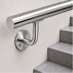 Curved Arm Circular Wall Handrail Bracket — Reflective silver appearance concept