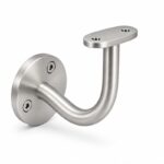 Curved Arm Circular Wall Handrail Bracket — Satin silver appearance concept