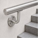 Curved Arm Circular Wall Handrail Bracket — Satin silver appearance concept