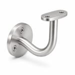 Curved Arm Circular Wall Handrail Bracket — Satin silver with bright-edge appearance concept