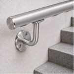 Curved Arm Circular Wall Handrail Bracket — Satin silver with bright-edge appearance concept