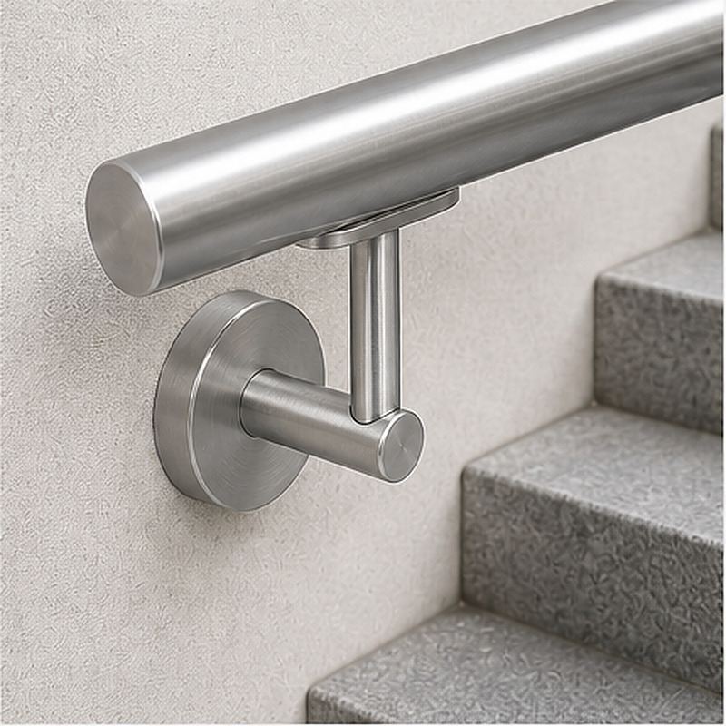 Concealed Fix Round Handrail Bracket — Reference silver appearance