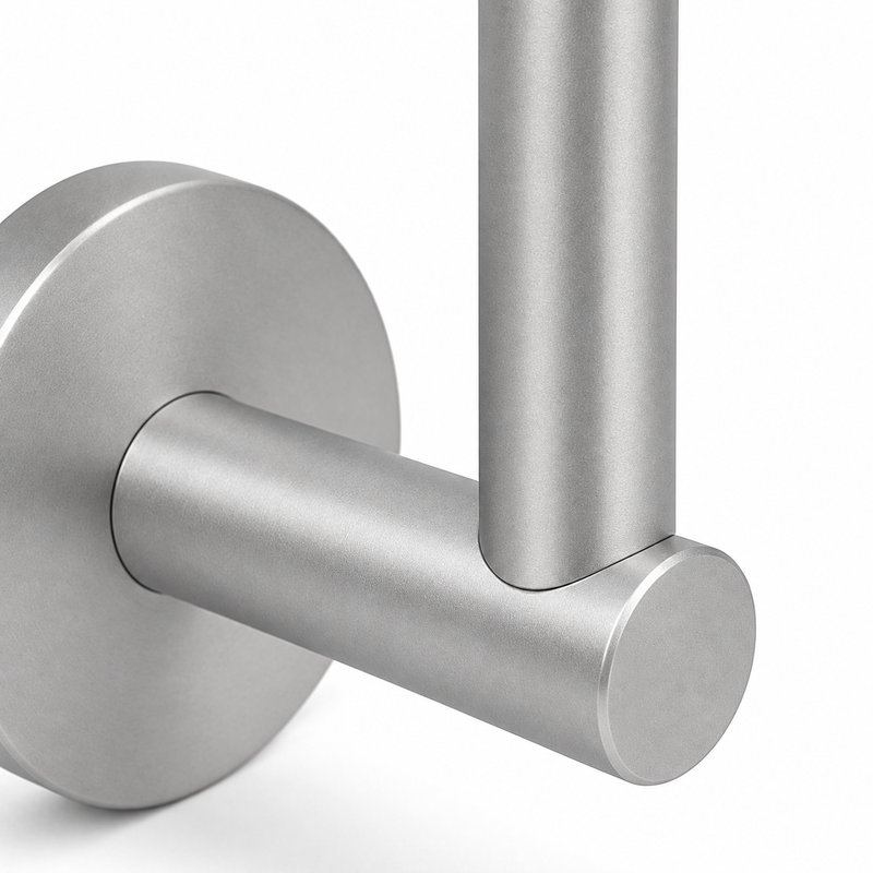 Concealed Fix Round Handrail Bracket — Matte silver appearance concept