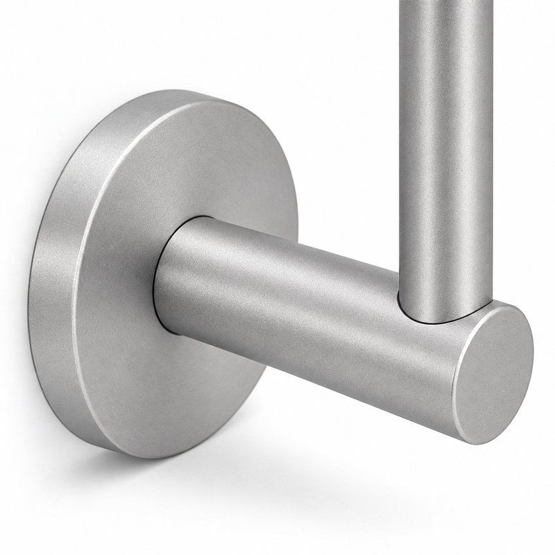 Concealed Fix Round Handrail Bracket — Matte silver appearance concept