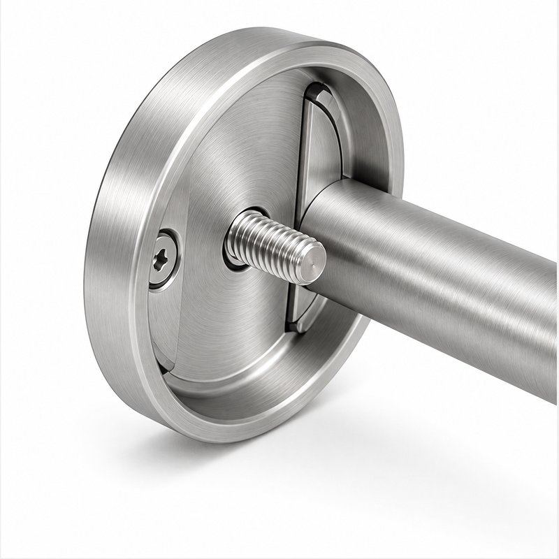 Concealed Fix Round Handrail Bracket — Fine-brushed silver appearance concept