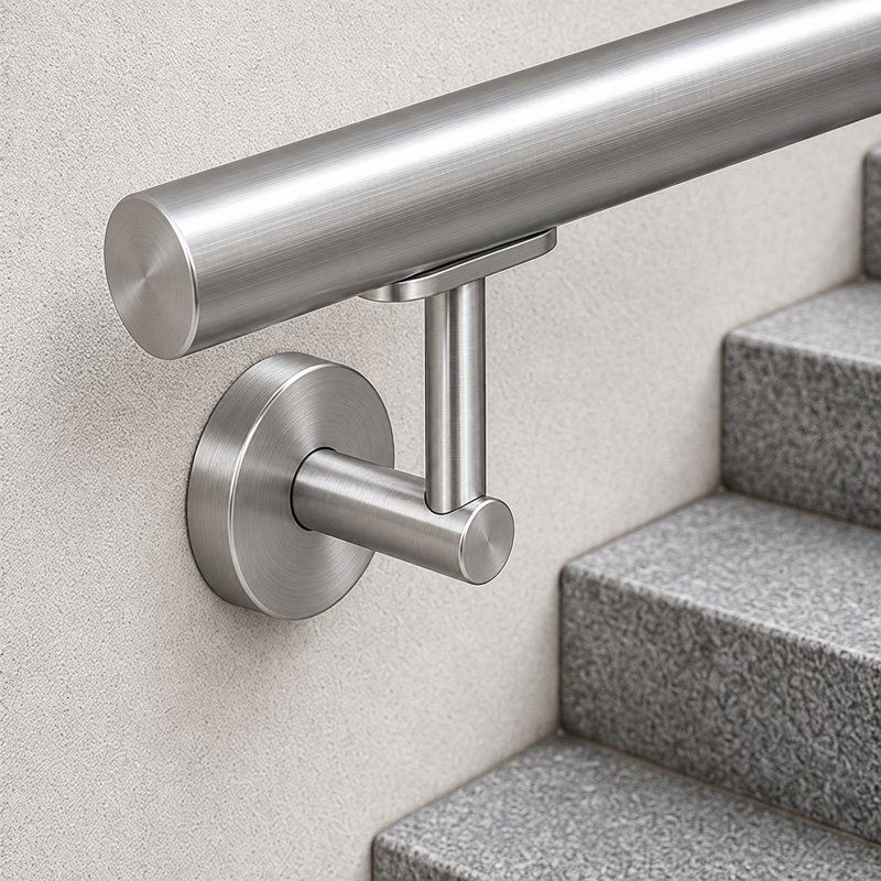 Concealed Fix Round Handrail Bracket — Fine-brushed silver appearance concept