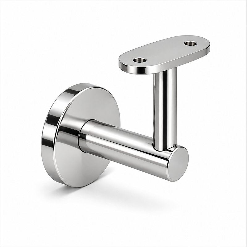 Concealed Fix Round Handrail Bracket — Reflective silver appearance concept