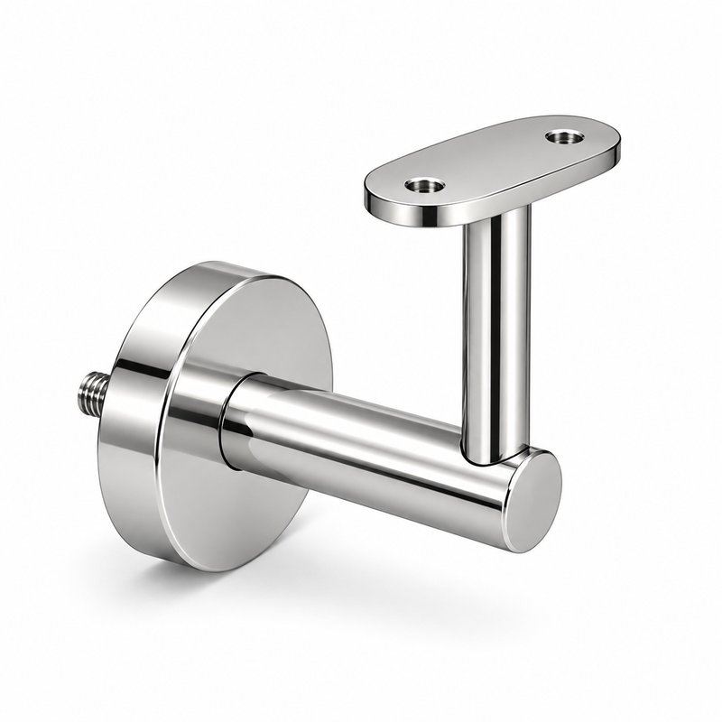 Concealed Fix Round Handrail Bracket — Reflective silver appearance concept