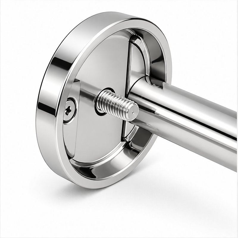 Concealed Fix Round Handrail Bracket — Reflective silver appearance concept