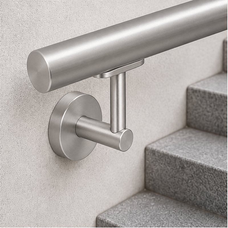 Concealed Fix Round Handrail Bracket — Satin silver appearance concept
