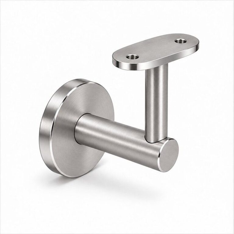 Concealed Fix Round Handrail Bracket — Satin silver with bright-edge appearance concept