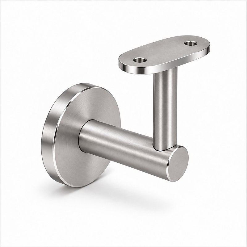 Concealed Fix Round Handrail Bracket — Satin silver with bright-edge appearance concept