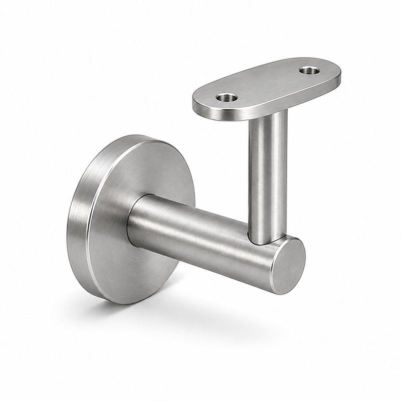 Concealed Fix Round Handrail Bracket — Satin silver with bright-edge appearance concept