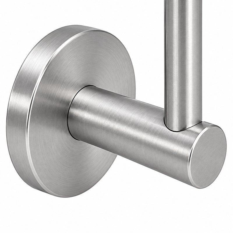 Concealed Fix Round Handrail Bracket — Satin silver with bright-edge appearance concept