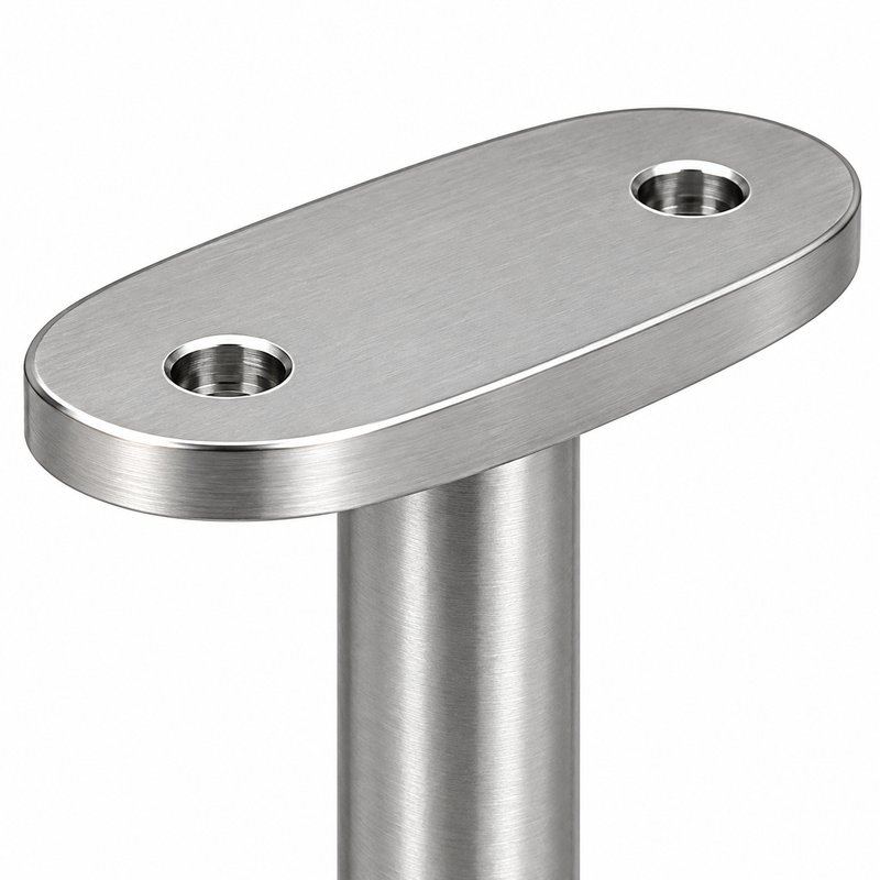 Concealed Fix Round Handrail Bracket — Satin silver with bright-edge appearance concept