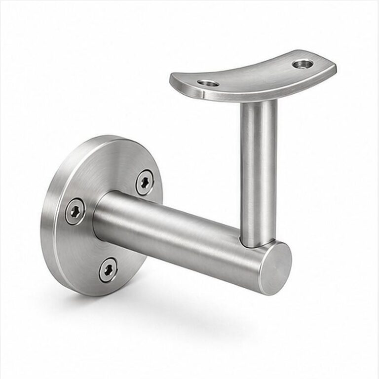 Curved Saddle Wall Handrail Bracket — Reference silver appearance