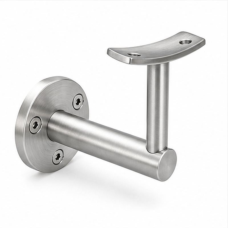 Curved Saddle Wall Handrail Bracket — Reference silver appearance