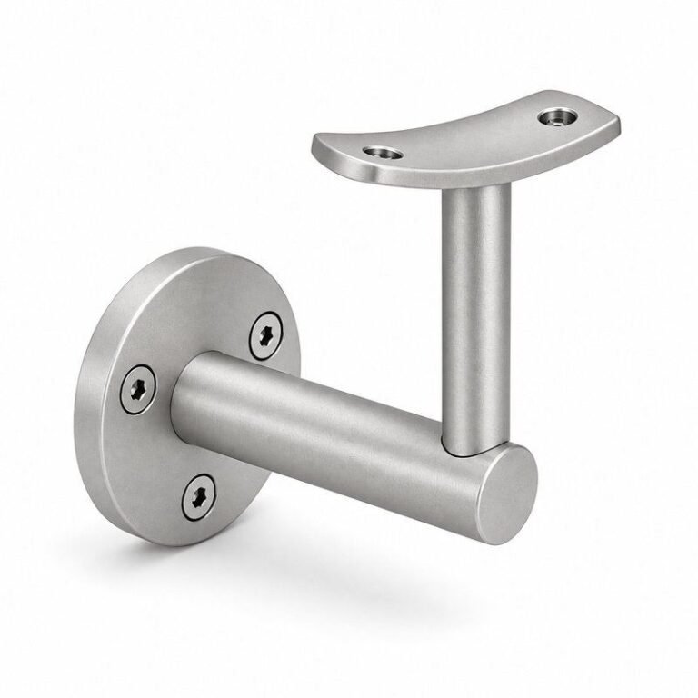 Curved Saddle Wall Handrail Bracket — Matte silver appearance concept