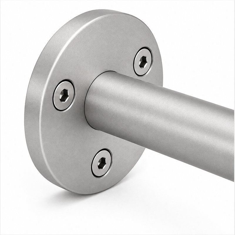 Curved Saddle Wall Handrail Bracket — Matte silver appearance concept