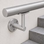 Curved Saddle Wall Handrail Bracket — Matte silver appearance concept