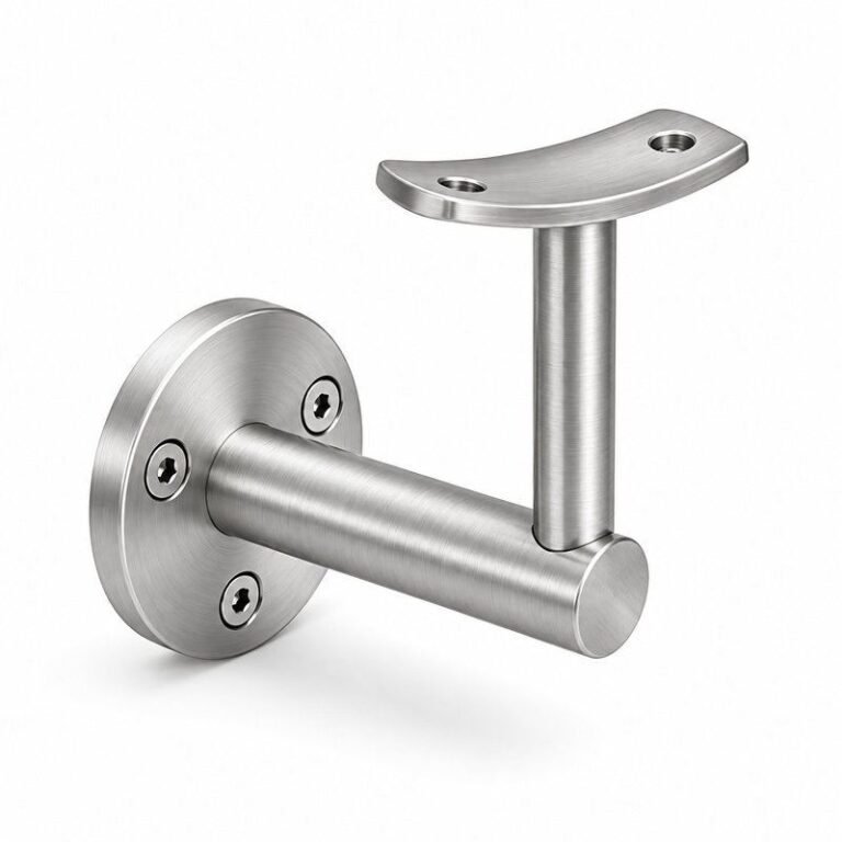 Curved Saddle Wall Handrail Bracket — Fine-brushed silver appearance concept