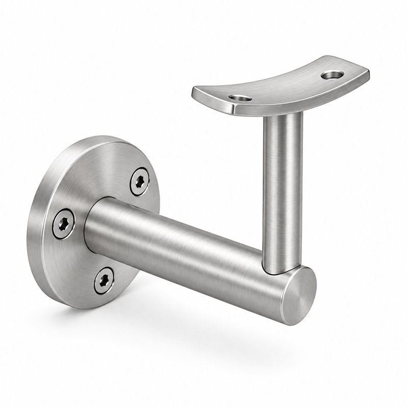 Curved Saddle Wall Handrail Bracket — Fine-brushed silver appearance concept