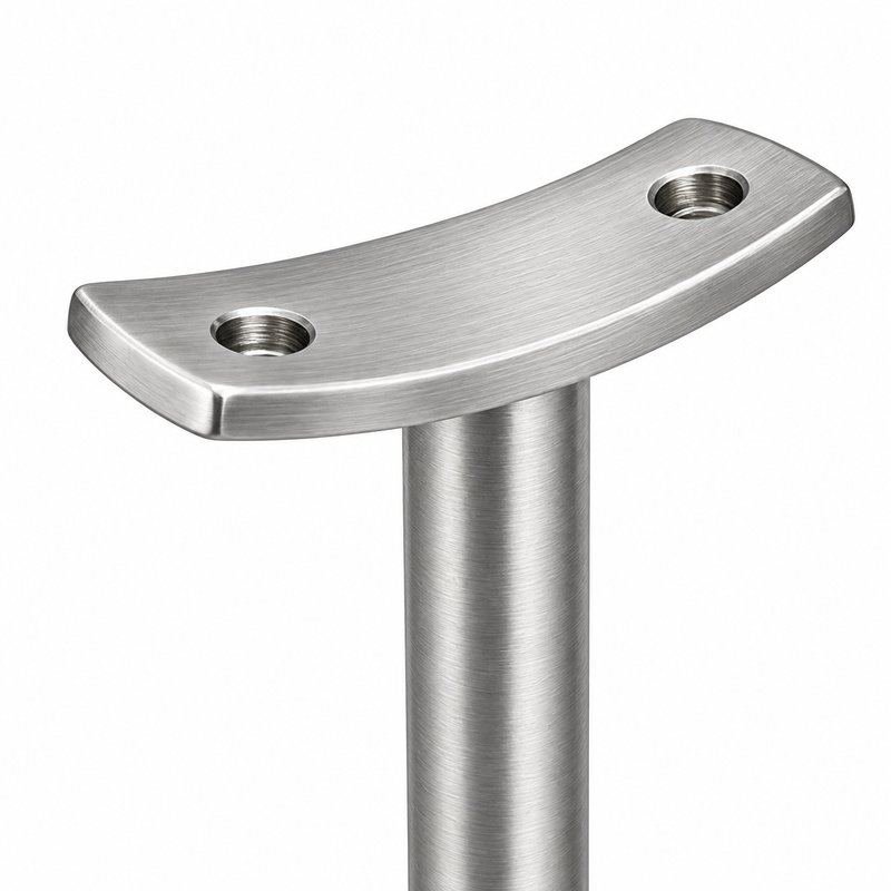 Curved Saddle Wall Handrail Bracket — Fine-brushed silver appearance concept