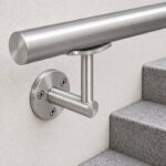 Curved Saddle Wall Handrail Bracket — Fine-brushed silver appearance concept