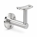 Curved Saddle Wall Handrail Bracket — Reflective silver appearance concept