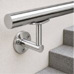 Curved Saddle Wall Handrail Bracket — Reflective silver appearance concept