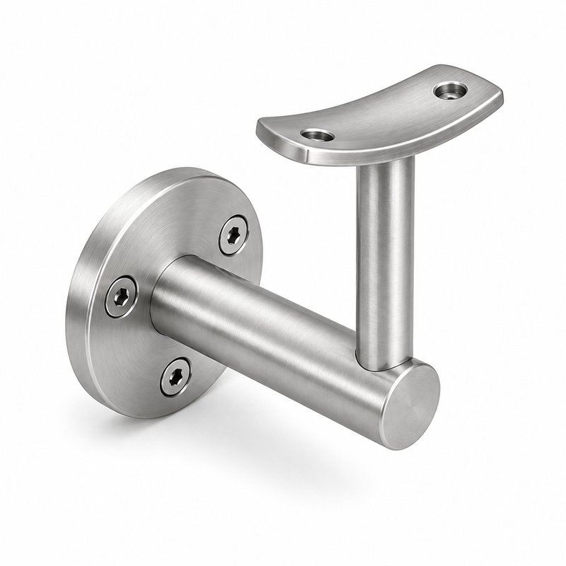 Curved Saddle Wall Handrail Bracket — Satin silver appearance concept