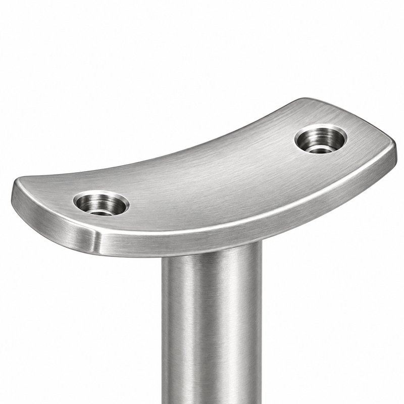 Curved Saddle Wall Handrail Bracket — Satin silver appearance concept
