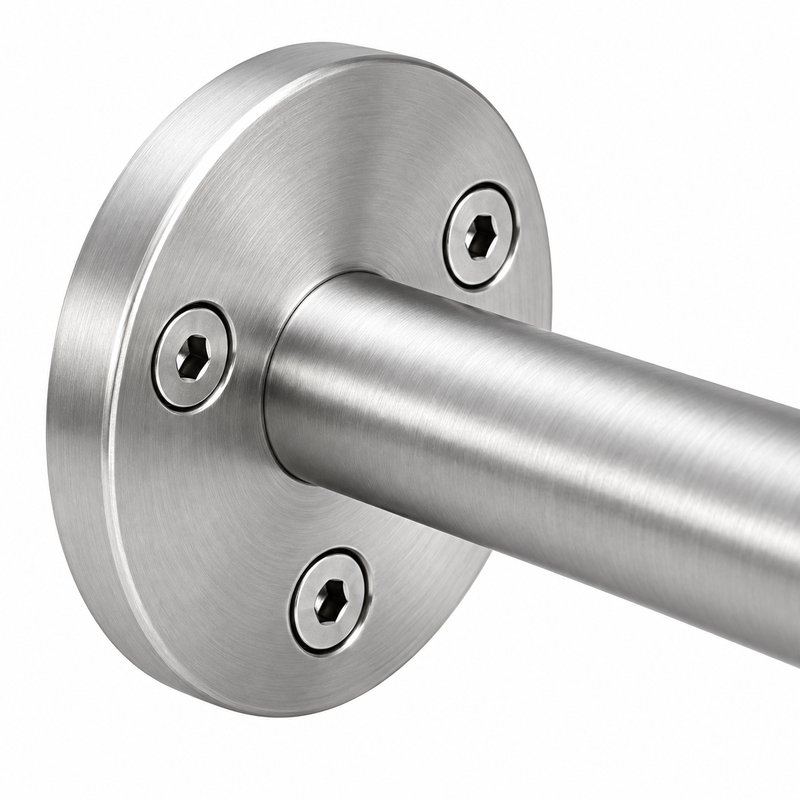 Curved Saddle Wall Handrail Bracket — Satin silver appearance concept