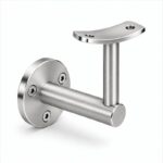 Curved Saddle Wall Handrail Bracket — Satin silver with bright-edge appearance concept