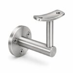 Curved Saddle Wall Handrail Bracket — Satin silver with bright-edge appearance concept