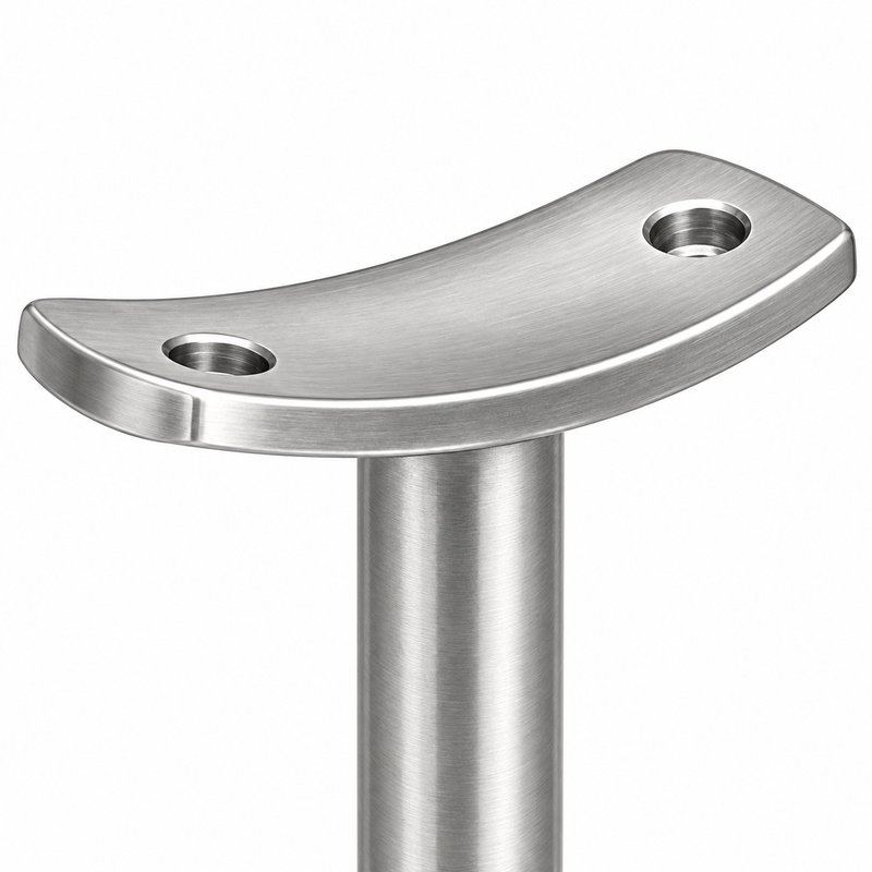 Curved Saddle Wall Handrail Bracket — Satin silver with bright-edge appearance concept