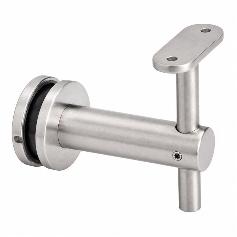 Fixed Glass Mounted Handrail Bracket — Reference silver appearance