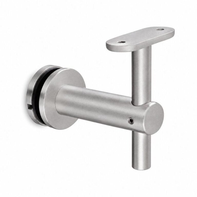Fixed Glass Mounted Handrail Bracket — Matte silver appearance concept