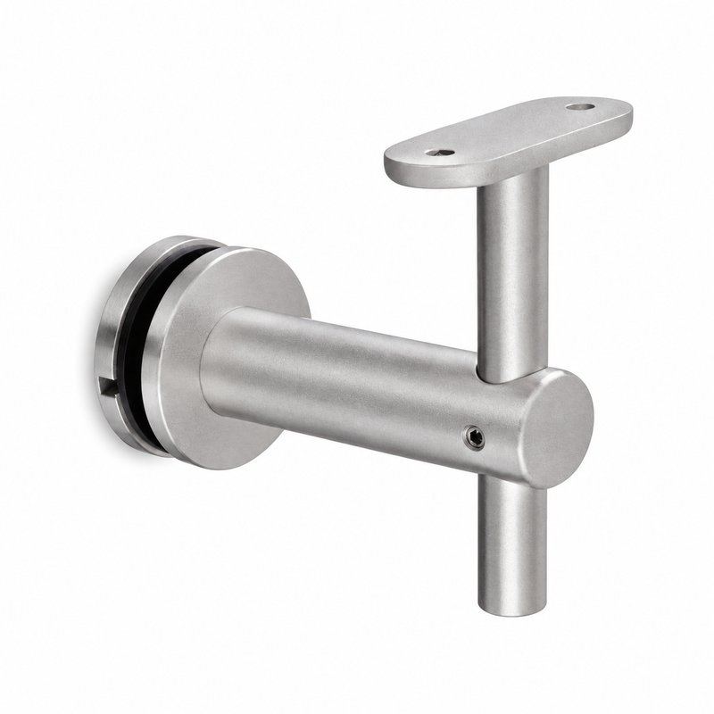Fixed Glass Mounted Handrail Bracket — Matte silver appearance concept