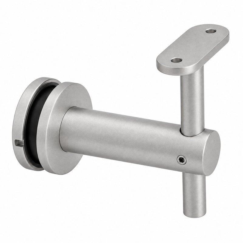 Fixed Glass Mounted Handrail Bracket — Matte silver appearance concept