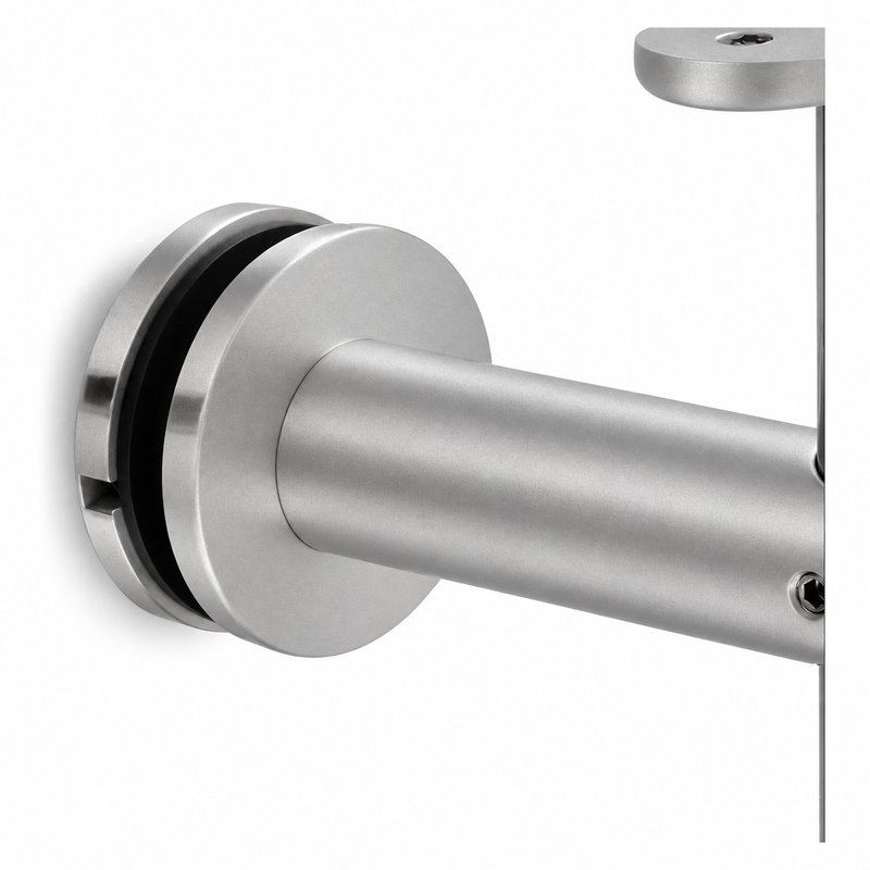 Fixed Glass Mounted Handrail Bracket — Matte silver appearance concept