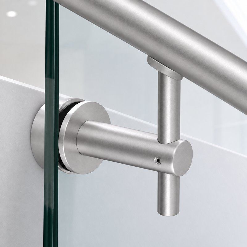Fixed Glass Mounted Handrail Bracket — Matte silver appearance concept