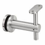 Fixed Glass Mounted Handrail Bracket — Fine-brushed silver appearance concept