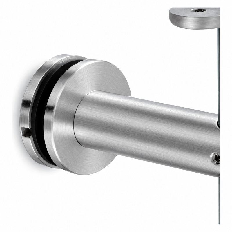 Fixed Glass Mounted Handrail Bracket — Fine-brushed silver appearance concept