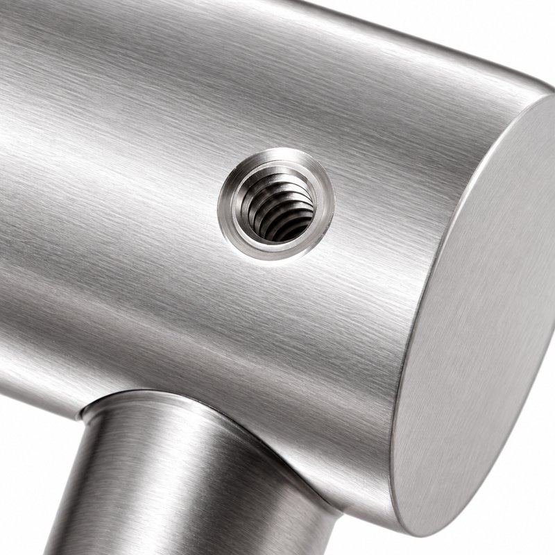 Fixed Glass Mounted Handrail Bracket — Fine-brushed silver appearance concept
