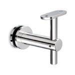 Fixed Glass Mounted Handrail Bracket — Reflective silver appearance concept